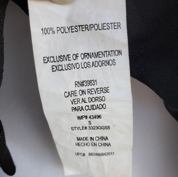 XOXO Sheer Black Button-Up Hi-Lo Blouse w/Jeweled Open Back Accent Sz S - Picture 5 of 7